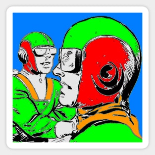 heroes in green conversing Magnet